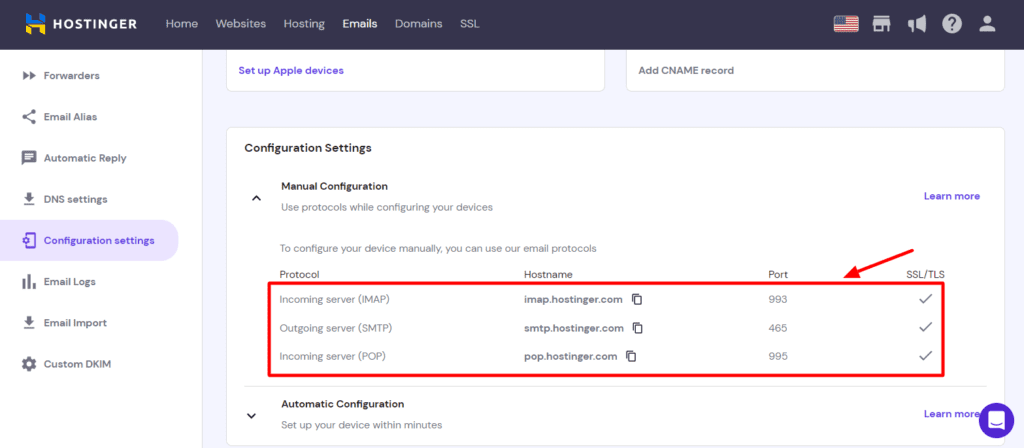 WP Mail SMTP Review (2026) - Easily Fix WordPress Emails 6 Hostinger-SMTP-Settings
