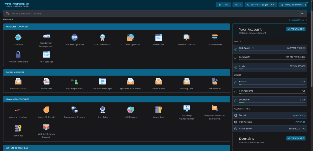 YouStable Review August 2026 - Is It the Best Host for Indian Users? 5 YouStable - DirectAdmin panel