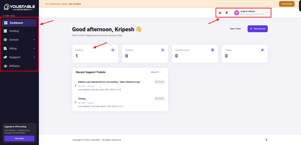 YouStable Review August 2026 - Is It the Best Host for Indian Users? 4 YouStable - user interface