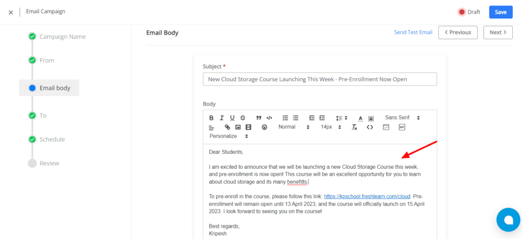 FreshLearn Email Marketing