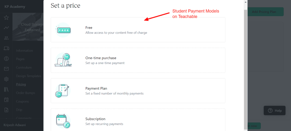 Teachable Student Payment Models