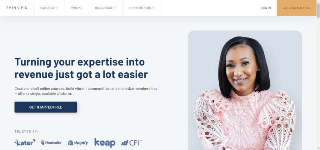 Thinkific homepage