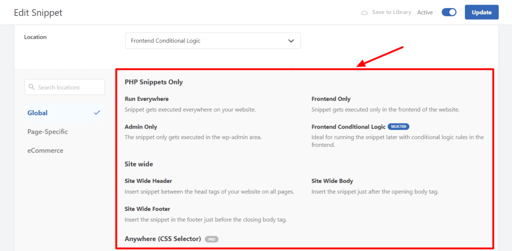 WPCode Review (2026) - Secret Of Blazing Fast Speeds 6 WPCode Snippet Location