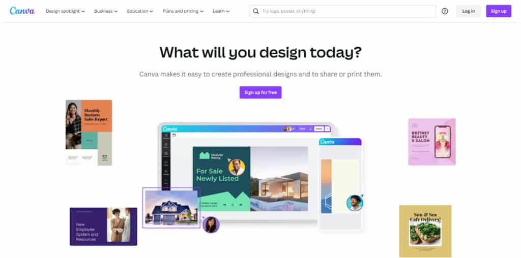 Canva homepage