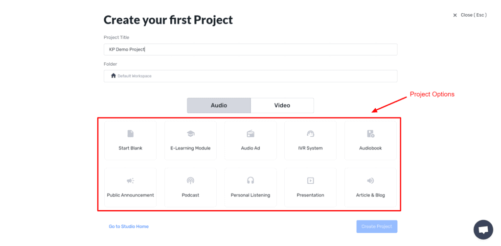 Murf AI Project options