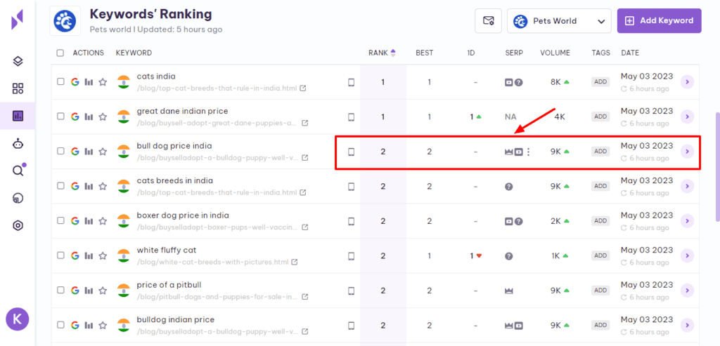 Serpple Keyword Ranking