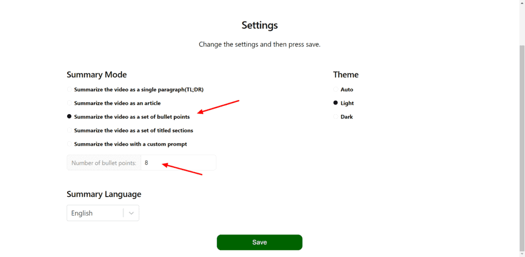 YouTube digest settings