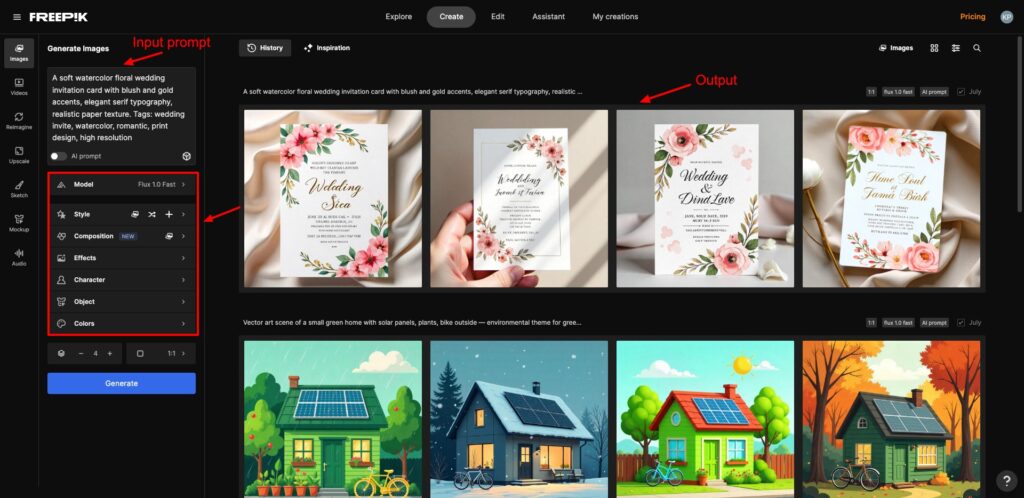 Generating image with Freepik
