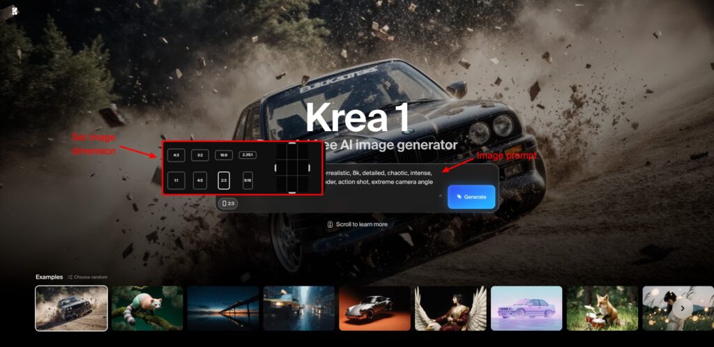 Generating images with Krea AI