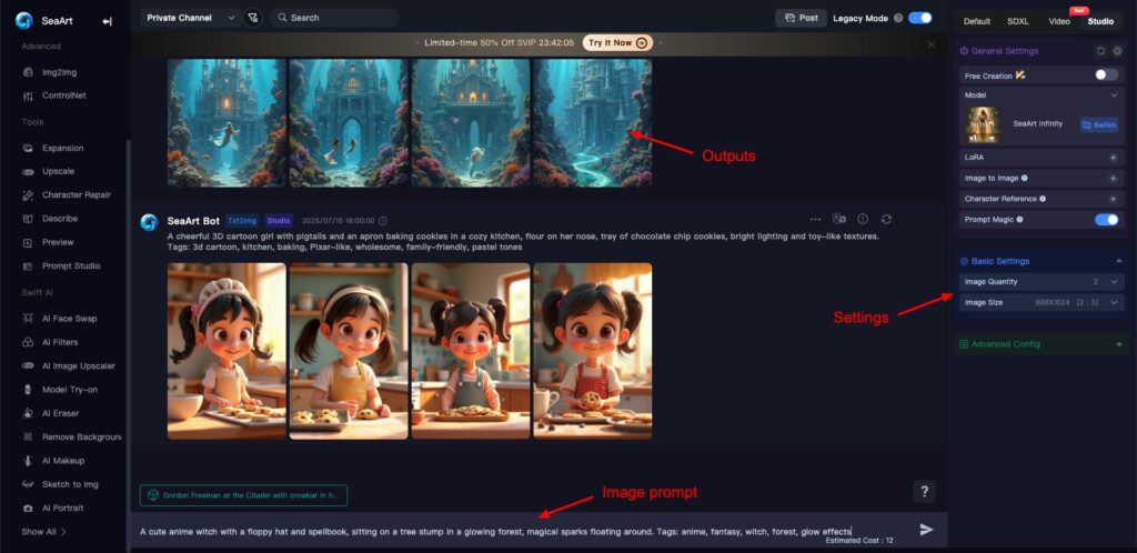 Generating images with SeaArt AI