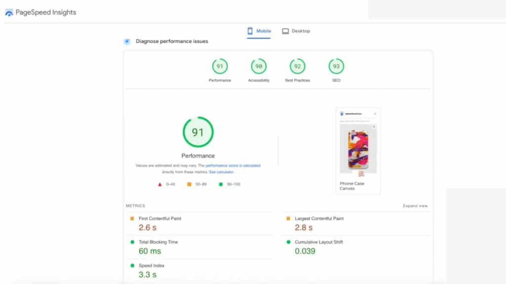 Google PageSpeed Insights Speed Test with NitroPack