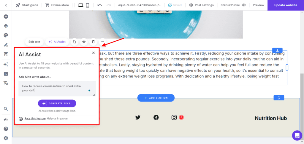Hostinger website builder - Blogging feature