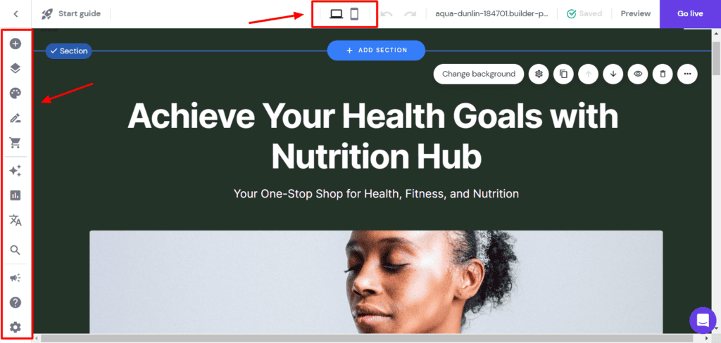 Hostinger website builder editor