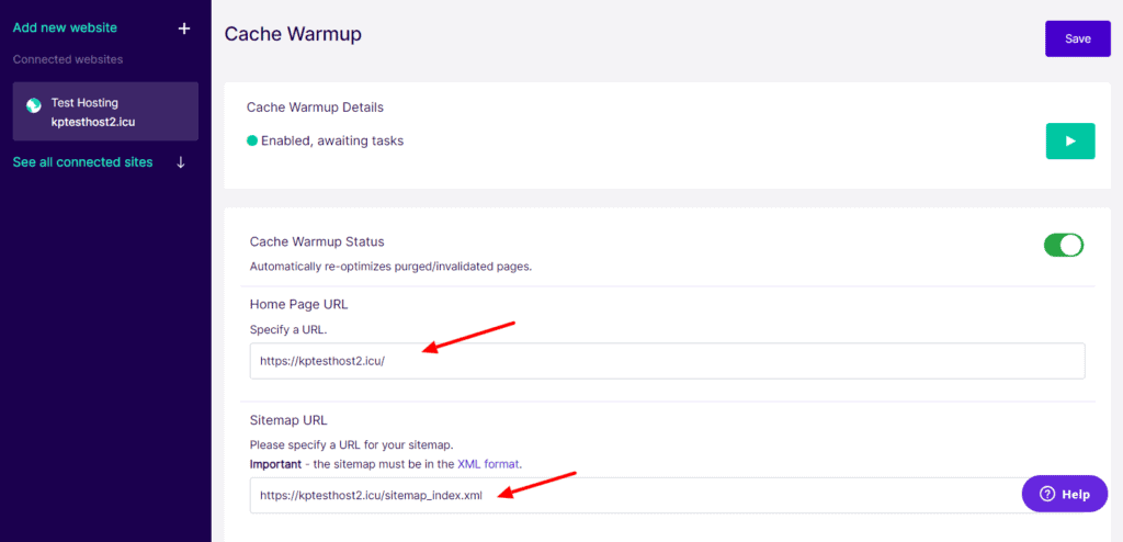 NitroPack Cache Warmup