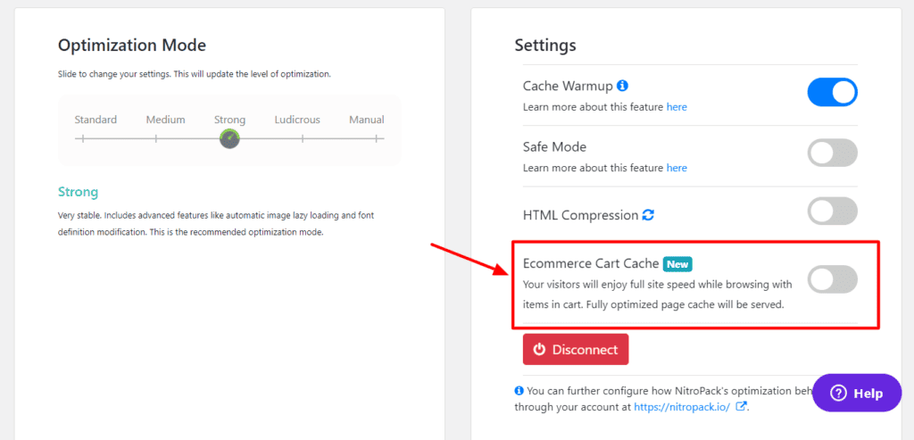NitroPack eCommerce Cart Cache