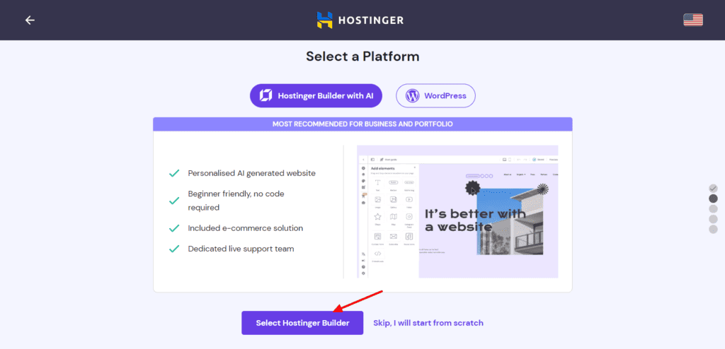 Selecting a platform for website creation