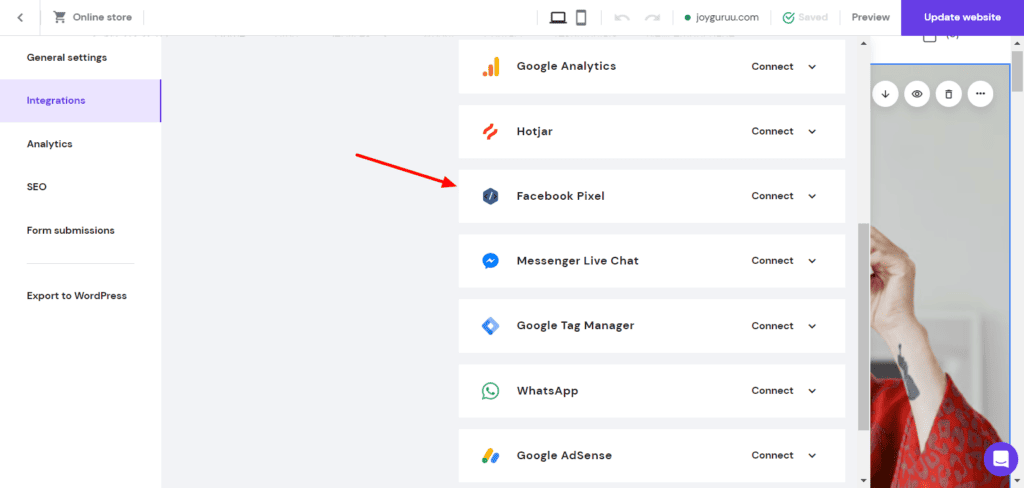 Hostinger website builder integrations