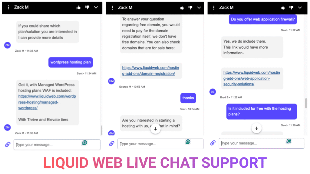 Liquid Web Live Chat Support