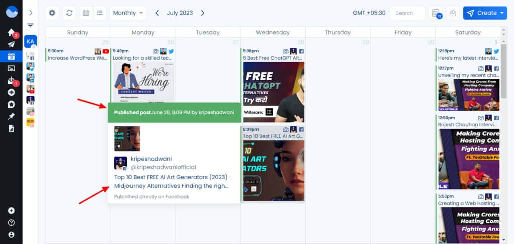 Vista Social Calendar