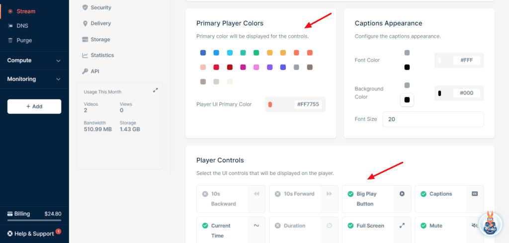 Bunny Stream - customizable player