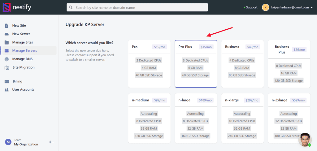 Nestify server upscaling