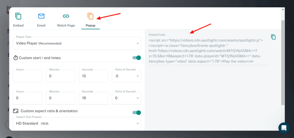 Spotlightr - popup embed