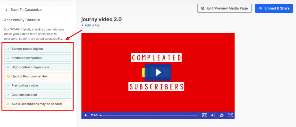 Wistia - accessibility checklist