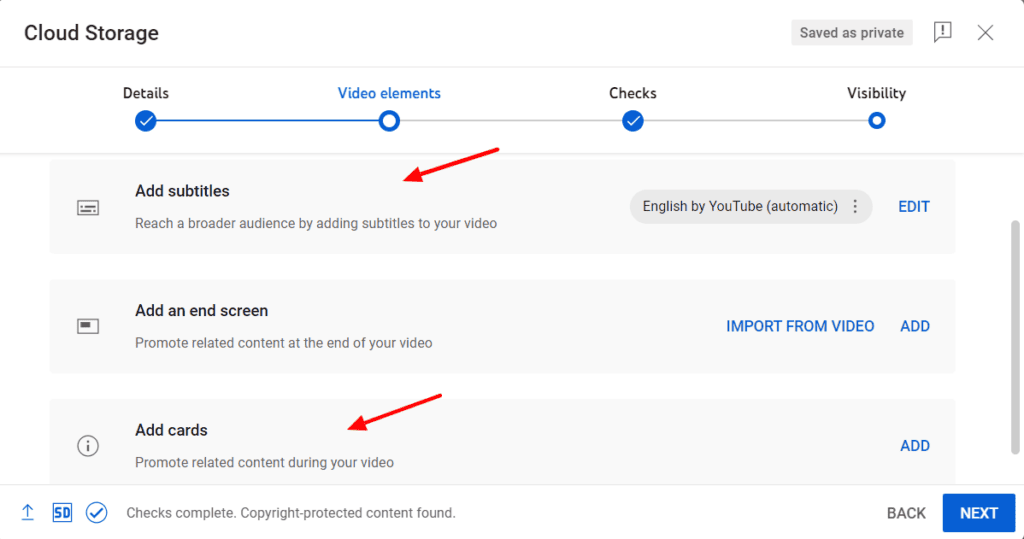 YouTube video settings