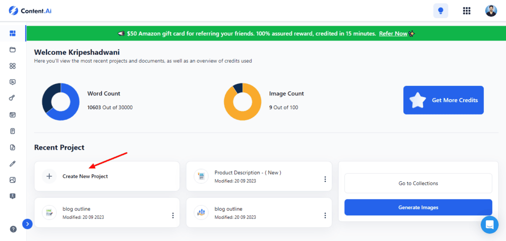 GoZen Content.Ai Review (2026) - Is This Lifetime Deal Good? 4 Creating a new project on GoZen Content AI