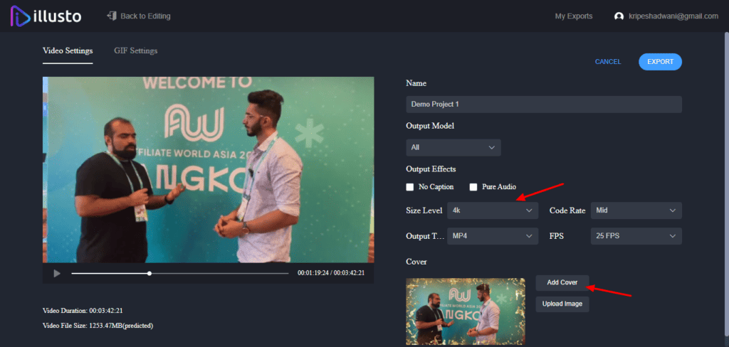 Illusto Export Settings