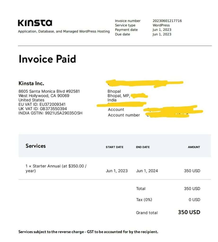 Kinsta Review 2026- Is the Expensive Price Worth the Hype? 22 Kinsta Invoice