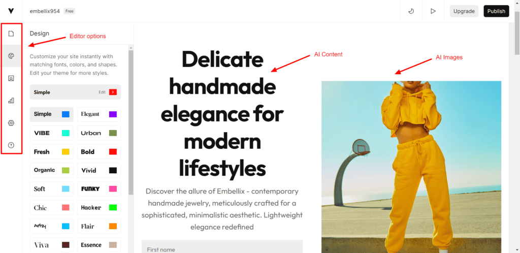 Vzy website customization