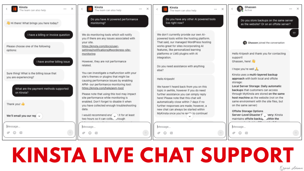 Kinsta Live Chat Support
