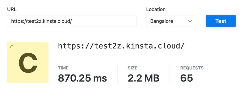 Kinsta Speed Test - India
