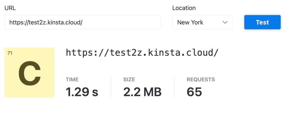 Kinsta Speed Test - US
