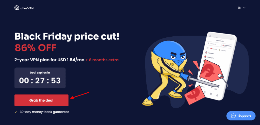 Atlas VPN Black Friday Page