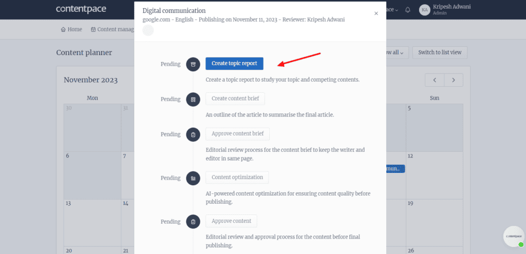 Contentpace Content projects