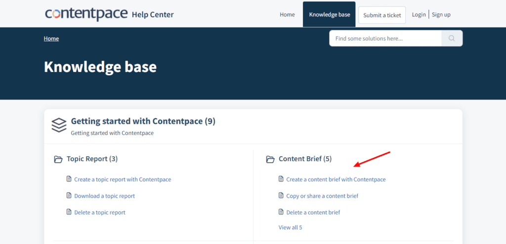 Contentpace knowledge base