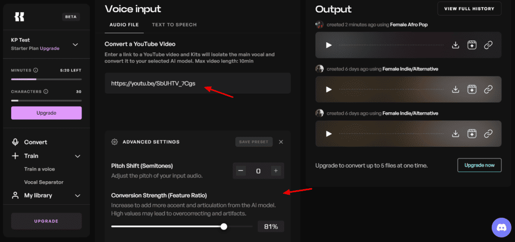 Kits AI Voiceover creation