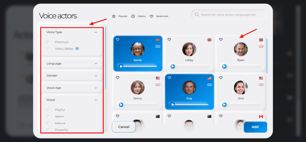 Synthesys AI voice library