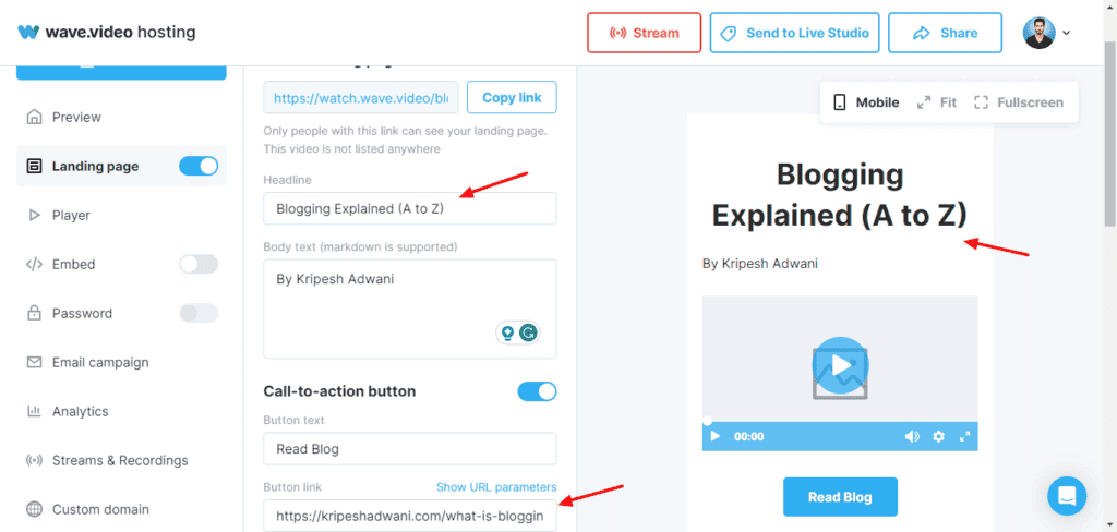 Wave.video Review (2026) - Best Tool For Creators? 15 Wave.video landing page creator