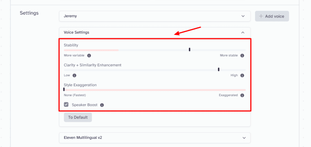 ElevenLabs Voice Settings
