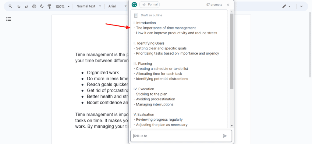 Grammarly Generative AI Assistance