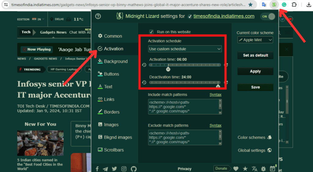 Midnight Lizard Auto Schedule Mode
