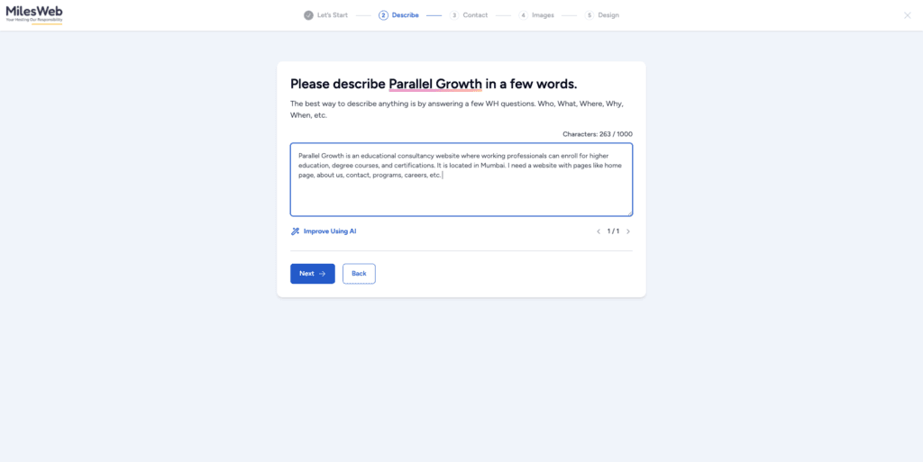 MilesWeb - AI Website Builder
