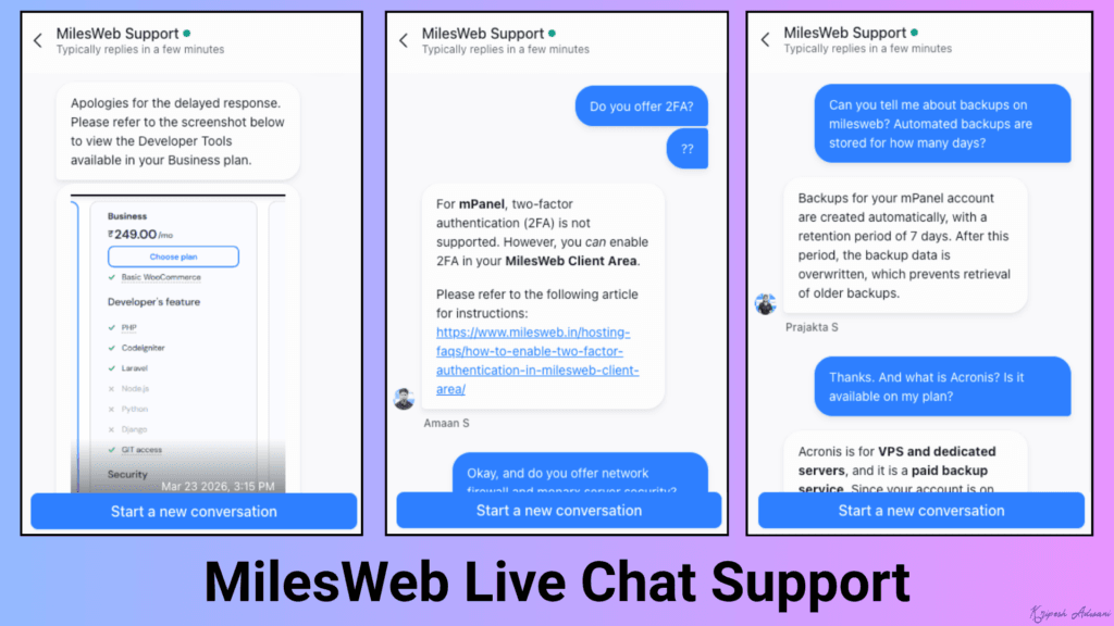 MilesWeb live chat support
