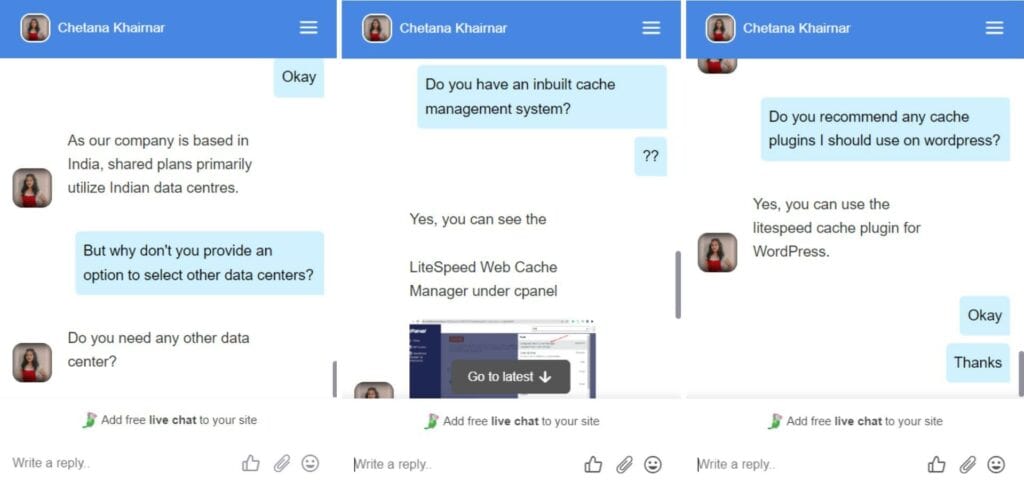 MilesWeb Live chat support