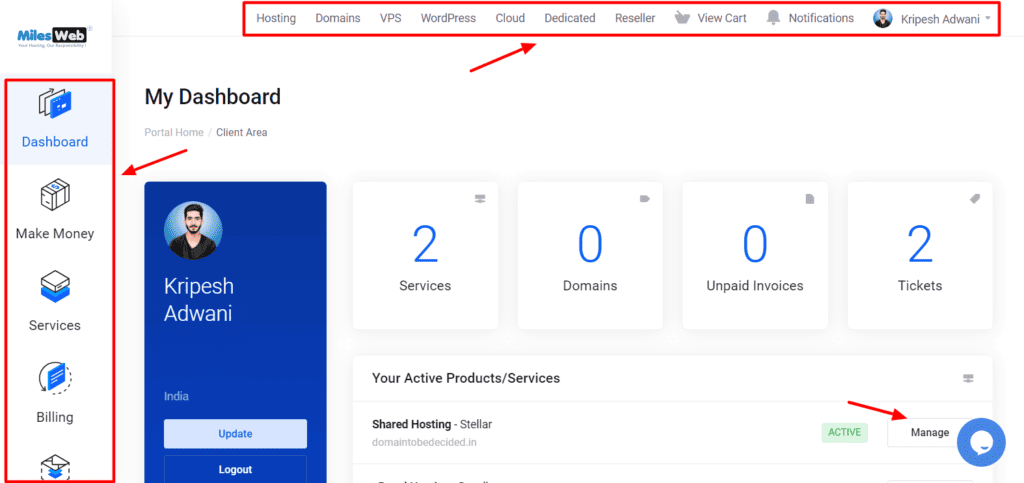 MilesWeb Review User Interface