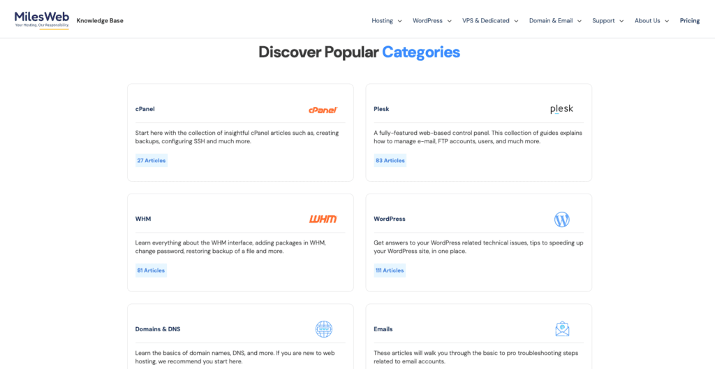 MilesWeb knowledge base
