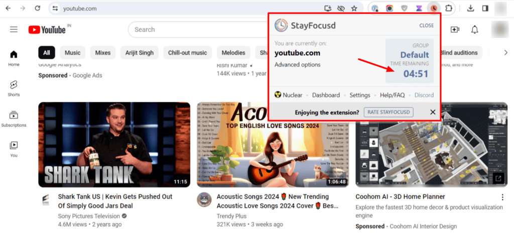 StayFocused extension